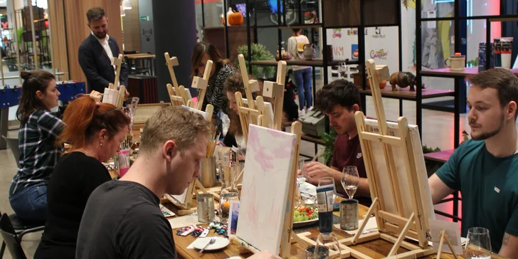 Art-degustace pro 1 či 2 osoby: zážitkový večer s malováním a ochutnávkou 6 vzorků vín