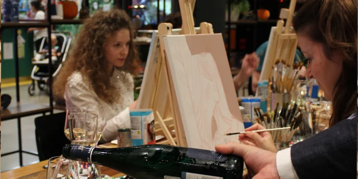Art-degustace pro 1 či 2 osoby: zážitkový večer s malováním a ochutnávkou 6 vzorků vín
