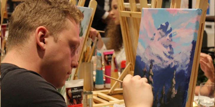 Art-degustace pro 1 či 2 osoby: zážitkový večer s malováním a ochutnávkou 6 vzorků vín