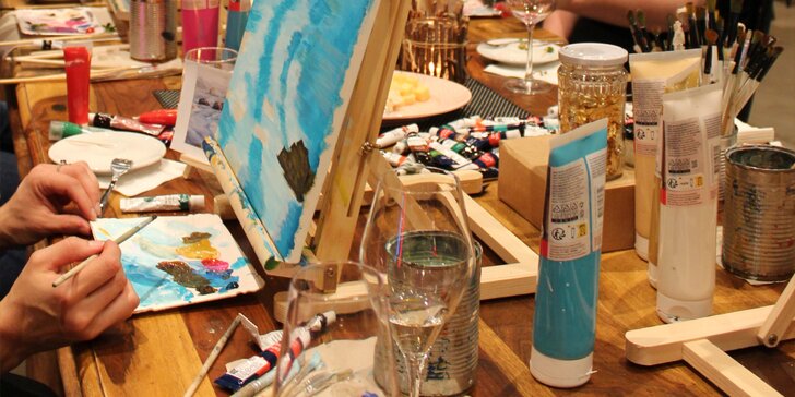 Art-degustace: zážitkový večer s malováním a ochutnávkou vín, voucher pro 1 či 2 osoby