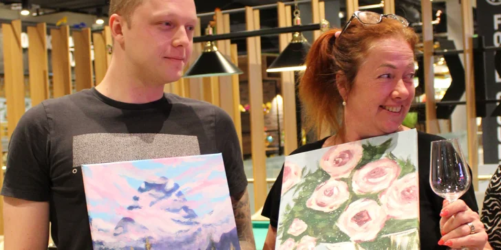 Art-degustace pro 1 či 2 osoby: zážitkový večer s malováním a ochutnávkou 6 vzorků vín