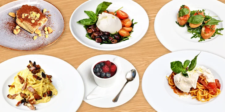 Italské tříchodové menu pro dva: jihoitalské speciality a k tomu tiramisu či panna cotta