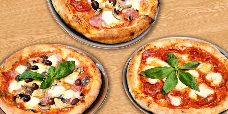 Pizza Napoletana dle výběru pro 1 i 2 osoby: čtyři druhy sýrů, tuňák, parmská šunka i další druhy