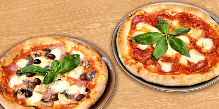 Pizza Napoletana dle výběru pro 1 i 2 osoby: čtyři druhy sýrů, tuňák, parmská šunka i další druhy