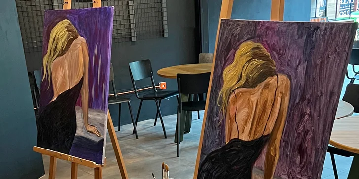 Dvou až tříhodinový workshop malování akrylem s možností použití plátkového zlata i stříbra vč. pomůcek
