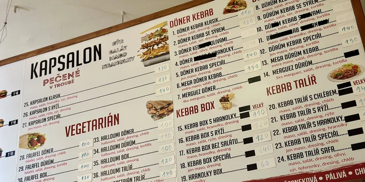 Šiš kebab, döner, dürüm i masový mix grill s přílohou pro 1 nebo 2 osoby
