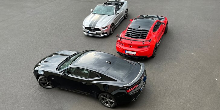 Jízda v super káře dle výběru: Challenger, Camaro nebo Mustang na15 - 50 min.