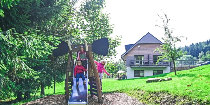 Apartmán na Dolní Moravě až pro 4 osoby: chata uprostřed přírody, hřiště, wellness a atrakce v okolí