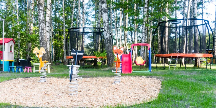 Útulné nové chatky u rybníka na úpatí Orlických hor pro pár i rodinu: snídaně, polopenze či plná penze
