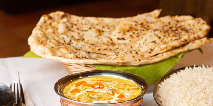 Otevřené vouchery na jídlo v hodnotě 600 nebo 1200 Kč do indické restaurace Royal Indian