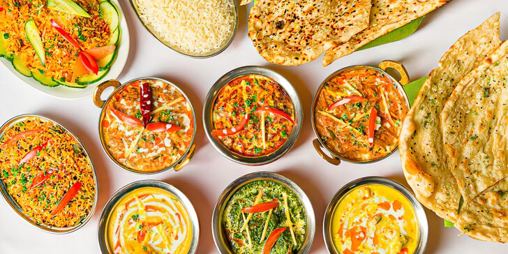 Otevřené vouchery na jídlo v hodnotě 600 nebo 1200 Kč do indické restaurace Royal Indian