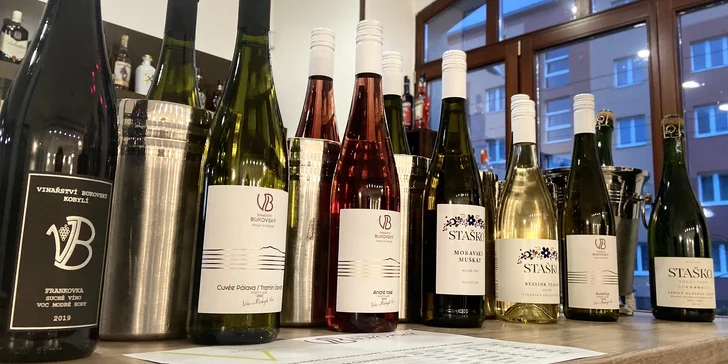 Degustace vín se someliérem pro 2 osoby: 5–6 vzorků a tapas