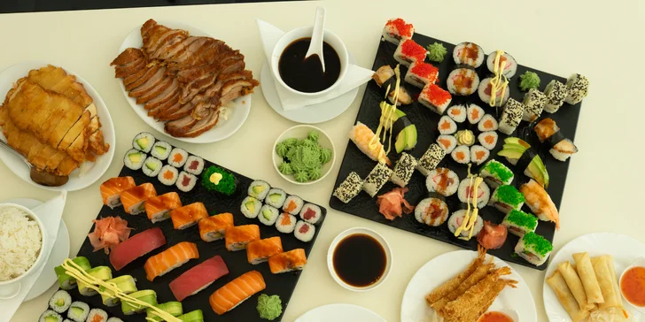 Sushi sety s 24 až 40 ks: maki, california i nigiri s lososem i úhořem