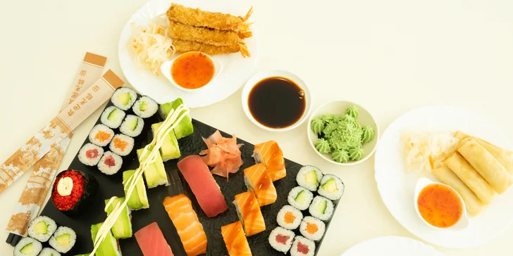 Sushi sety s 24 až 40 ks: maki, california i nigiri s lososem i úhořem