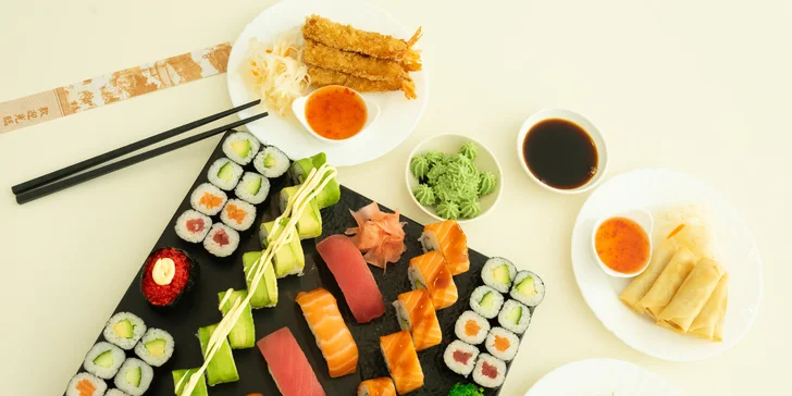 Sushi sety s 24 až 40 ks: maki, california i nigiri s lososem i úhořem