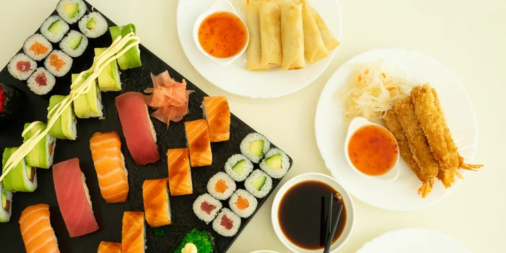 Sushi sety s 24 až 40 ks: maki, california i nigiri s lososem i úhořem