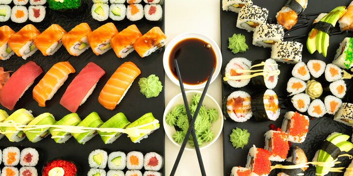 Sushi sety s 24 až 40 ks: maki, california i nigiri s lososem i úhořem