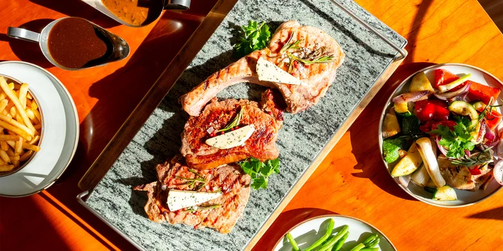 Steakové menu: Tomahawk, Sirloin i rib eye vč. hranolek a zeleniny