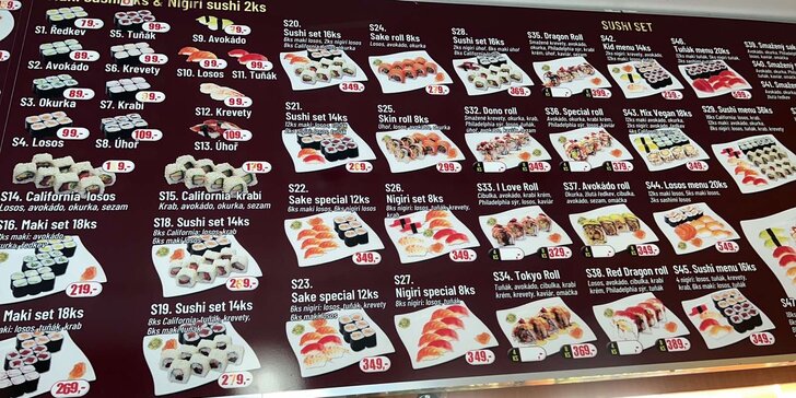 Nabité sushi sety s lososem, tuňákem i smaženou krevetou: 24 až 52 rolek