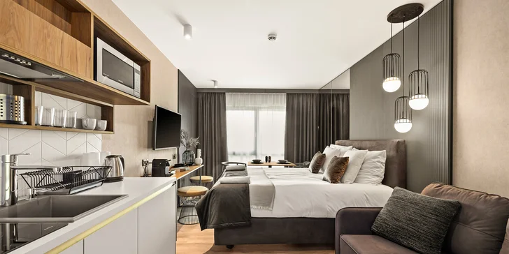 Gdaňsk: pobyt v moderním apartmánu 5 km od Starého Města, možnost snídaně na pokoj