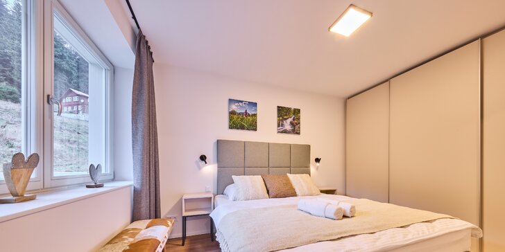Moderní apartmány v Peci pod Sněžkou pro páry i rodiny: snídaně, relaxace i atrakce zdarma či se slevou