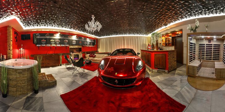 Zážitkový apartmán s vozem Ferrari, wellness, herní konzolí a kulečníkem