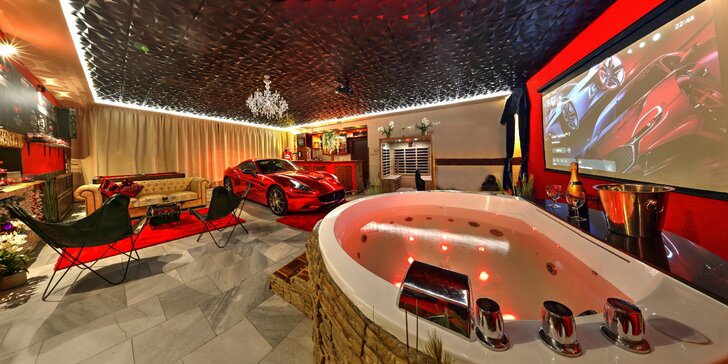 Zážitkový apartmán s vozem Ferrari, wellness, herní konzolí a kulečníkem