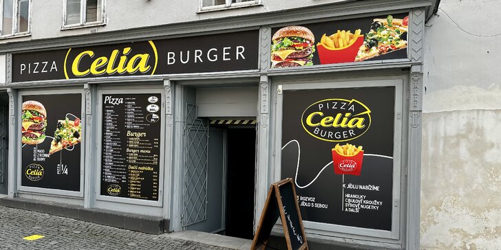 Otevřené vouchery v hodnotě 300-1000 Kč na sortiment podniku Celia pizza&burger