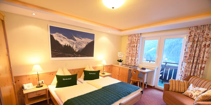 Hotel u NP Vysoké Taury: denně vstup ke Krimmelským vodopádům, polopenze, wellness, jezírko a děti zdarma