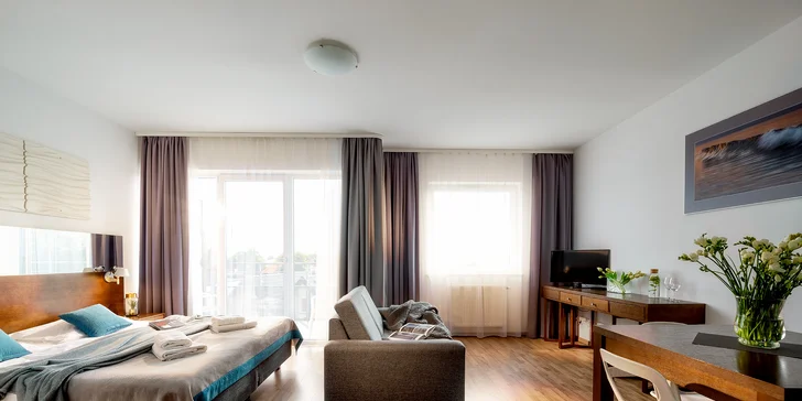Moderní apartmány u Baltu: strava, neomezený wellness, skvělá herna i sleva do spa
