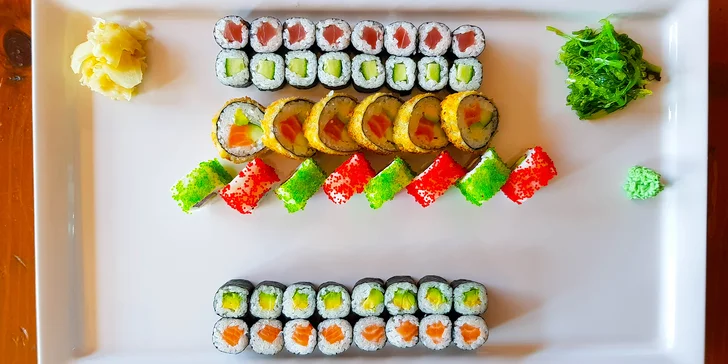 Set 46 či 101 ks sushi ze Stodolní: losos, tuňák, avokádo i rolky v tempuře