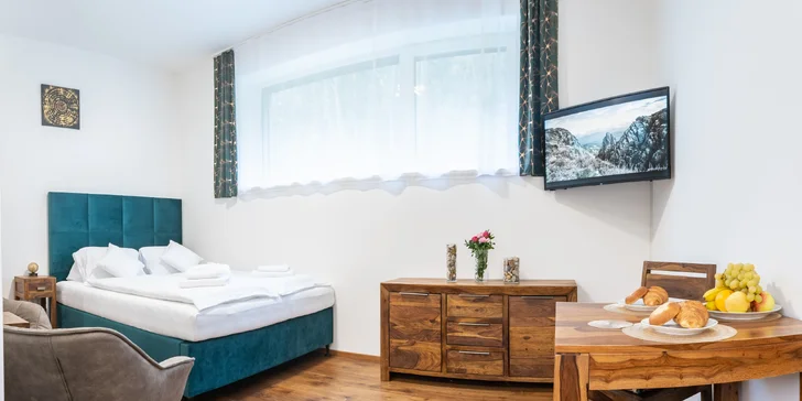Luxusní apartmán v Krkonoších: krásný interiér, láhev prosecca i možnost privátního wellness