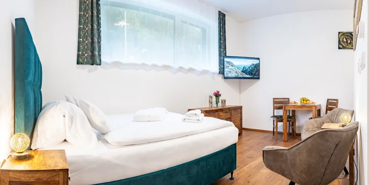 Luxusní apartmán v Krkonoších: krásný interiér, láhev prosecca i možnost privátního wellness