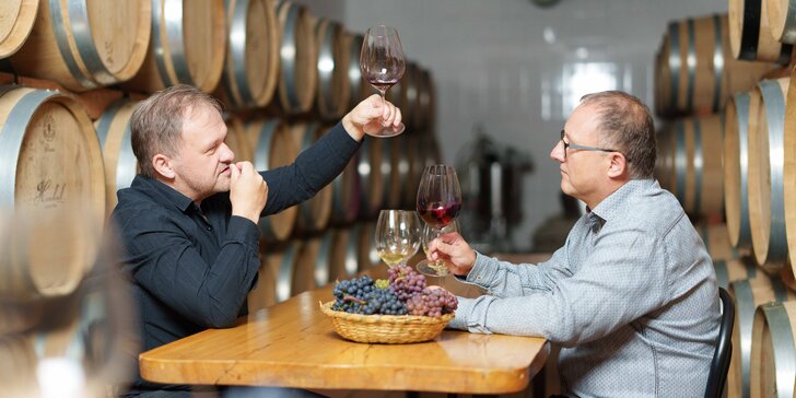 Degustace vín ve vinařství Hrabal: 8 až 10 vzorků s možností prohlídky vinařství pro 1 nebo 2 osoby