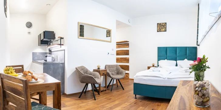 Luxusní apartmán v Krkonoších: krásný interiér, láhev prosecca i možnost privátního wellness