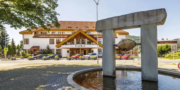 Celé gastro zázemí doplňuje hotelová jídelna a v letních měsících také příjemná zahrádka s hotelovou vinárnou.