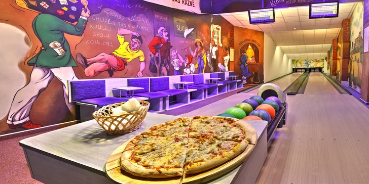 Až 2 hod. bowlingu až pro 8 osob i s křupavou pizzou o průměru 40 cm