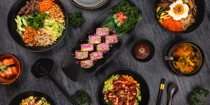 Vouchery na jídlo i pití v nové asijské a sushi restauraci: 500 až 2000 Kč