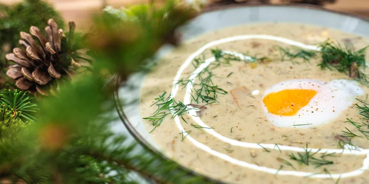 Tříchodová večeře s panenkou a privátní sauna na 1–2 hod. pro 2 osoby