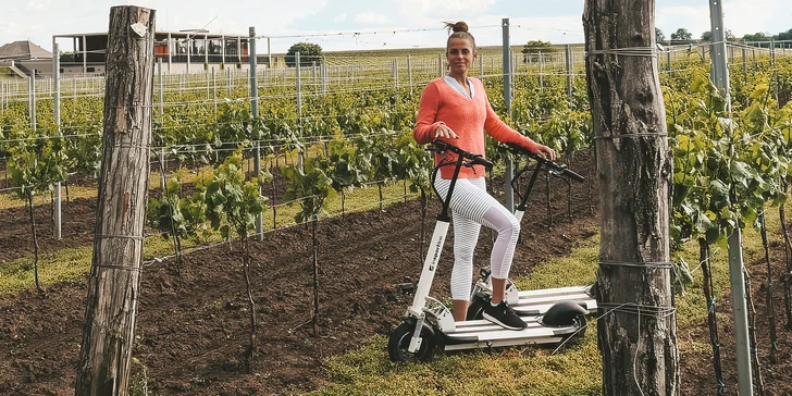 Pronájem jedné nebo čtyř elektrických koloběžek na celý den vč. nabíječky a helmy, dojezd 50 km