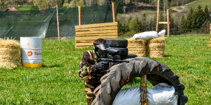 Paintball pro děti i dospělé: půjčení vybavení, 120min. hra a pro děti menší kuličky, které nebolí