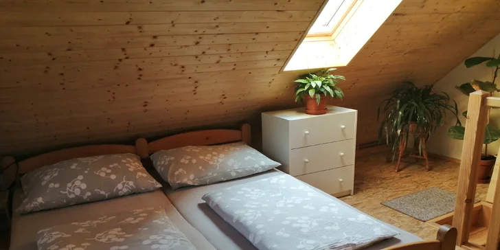 Vybavené apartmány u Hejnic v Jizerských horách až pro 8 osob, zahrada s potokem