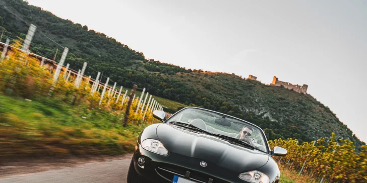 Pronájem auta Jaguar XK8 Convertible na Pálavě: pronájem na hodinu i 1-2 dny, dálnička