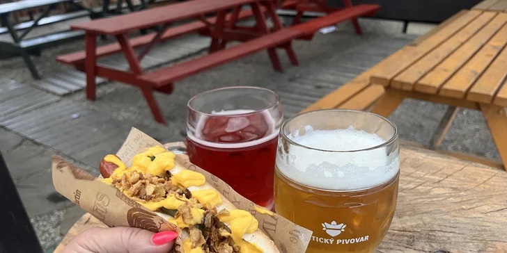 Burger s trhaným hovězím či hot dog vč. nápoje v baru u vody pro 1-2 os.