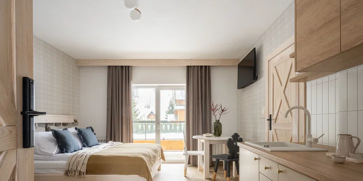 Luxusní apartmány u termálů Szaflary a Zakopaného: výhled na hory i možnost snídaní