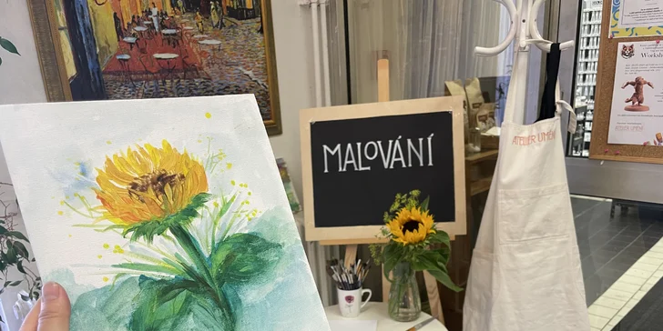 Malování kvašovými barvami pro dospělé i děti: možnost voucheru s kávou dle výběru