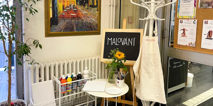 Malování kvašovými barvami pro dospělé i děti: možnost voucheru s kávou dle výběru