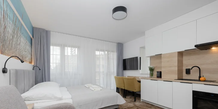 Relax přímo u Baltu: pokoj s kuchyňkou, jídlo a neomezeným wellness