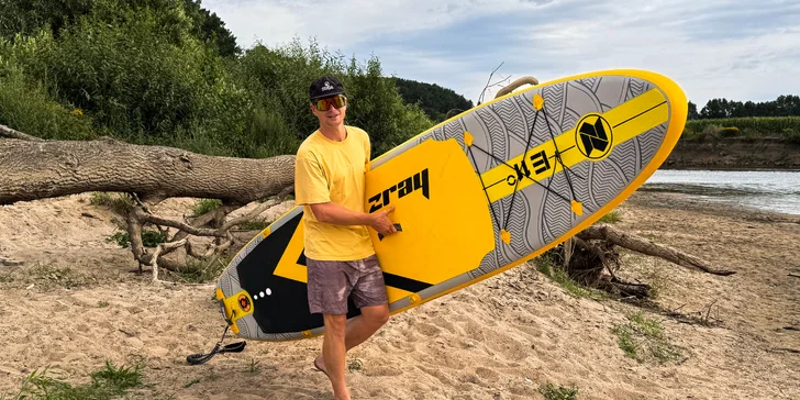 Pronájem paddleboardu nebo lodě pro dvě až čtyři osoby: půjčovna na řece Moravě
