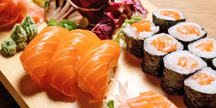 Sushi sety s klasickými i speciálními rolkami: 14–47 maki, nigiri, sashimi i uramaki